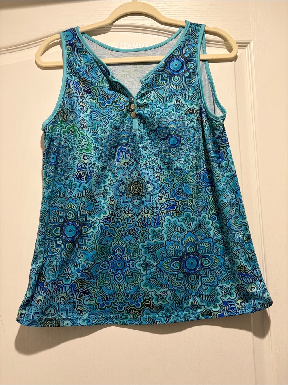 SHEIN Turquoise Blue Floral Medallion Tank Top